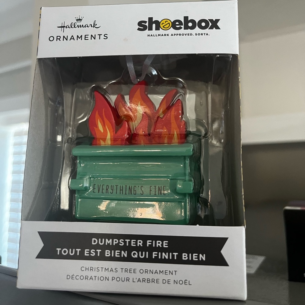 Hallmark ornament, dumpster fire